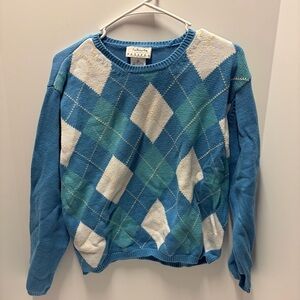 Talbots Petite Blue & White Sweater